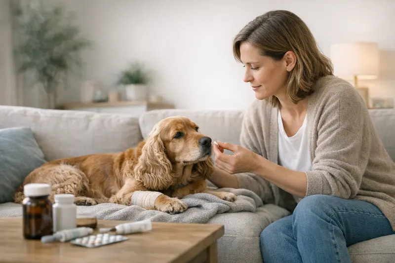 Nachbehandlungen und Medikamente bei Hundeversicherungen Hund beim Tierarzt für Nachbehandlungen und Medikamente nach einer Operation