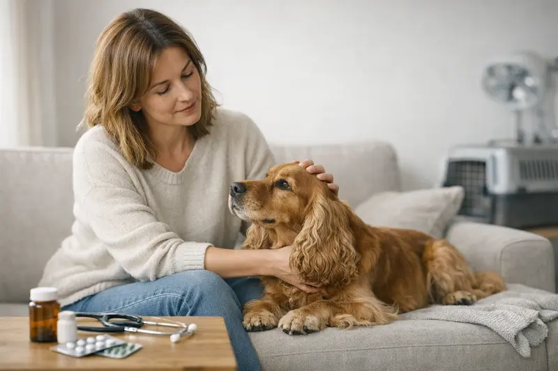 Hundeversicherung: OP oder Krankenversicherung? Cocker Spaniel bei einem Tierarztbesuch zur OP-Versicherung oder Krankenversicherung.