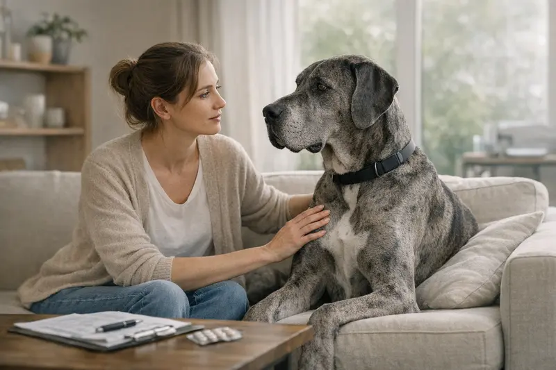 Deutsche Dogge und Hundeversicherung Eine große Deutsche Dogge als Beispiel für rassetypische Risiken in der Hundeversicherung.