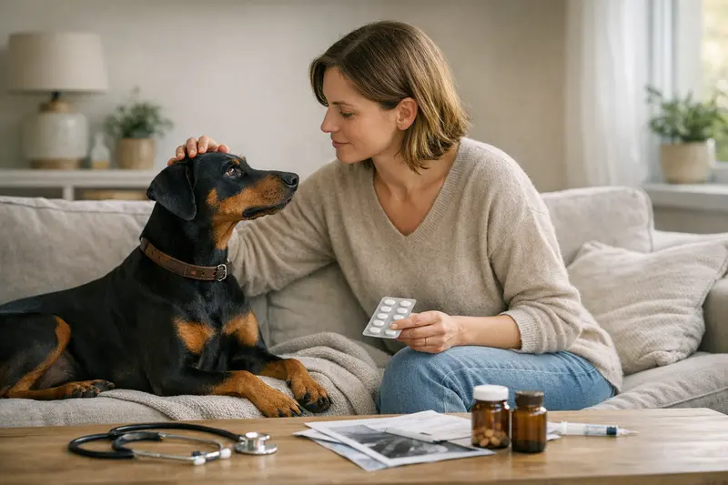 Hundeversicherung Tarifdetails Detailaufnahme eines Hundes beim Tierarzt, der verschiedene Tarifdetails für eine Hundeversicherung erklärt.