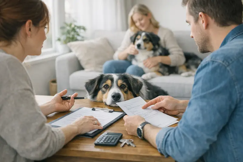 Dogsharing Versicherung Hundefreunde treffen sich zur Klärung der Versicherungsdetails für Dogsharing.