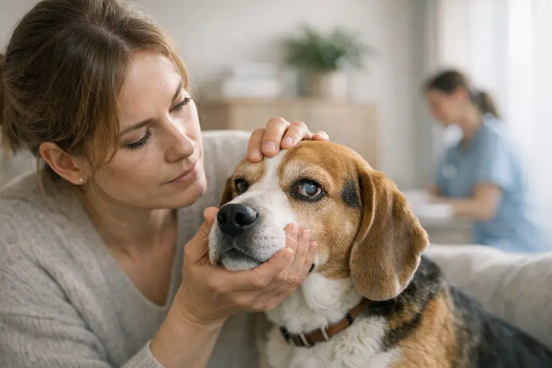 Sichtbares drittes Augenlid bei Hunden - Gesundheitsaspekt Ein Hund mit sichtbarem drittem Augenlid, das auf ein potenzielles Gesundheitsproblem hinweist.