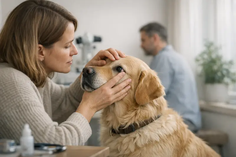Augengesundheit beim Hund Ein Hund beim Tierarzt zur Augenuntersuchung