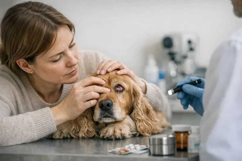 Untersuchung des dritten Augenlids bei Hunden Tierarzt untersucht das dritte Augenlid eines Hundes auf Erkrankungen und Kosten.
