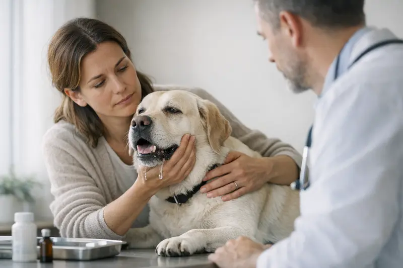 Hund mit Atemproblemen Ein Hund mit Atemproblemen, der dringend tierärztliche Hilfe benötigt.
