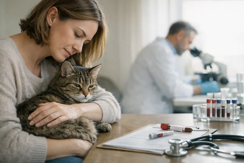 Tierarztkosten FeLV Diagnose Katze Tierärztliche Untersuchung einer Katze mit Verdacht auf FeLV