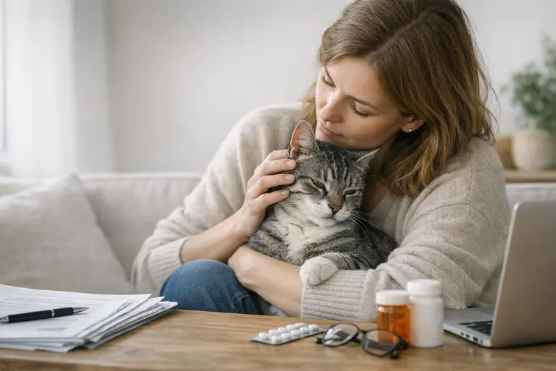FIV und Versicherbarkeit für Katzen Katze beim Tierarzt, die auf eine mögliche FIV-Diagnose untersucht wird.