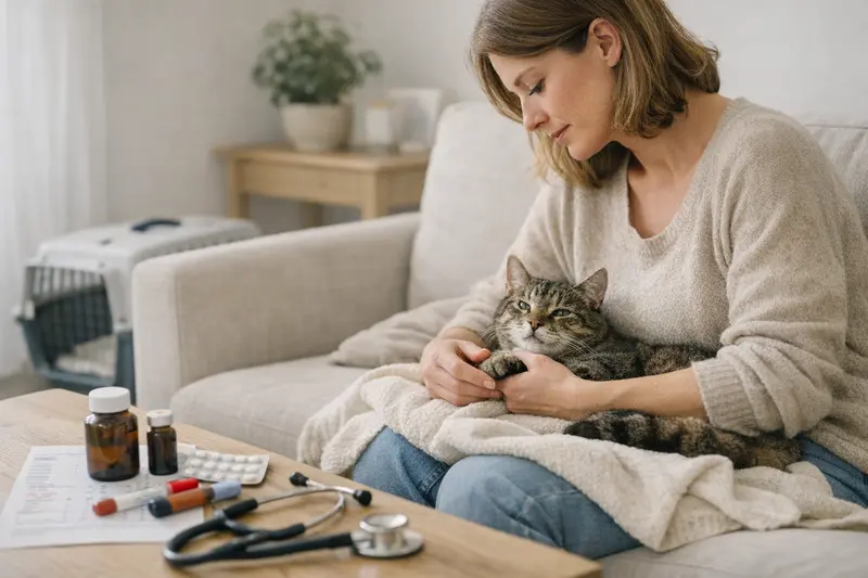 Tierarztkosten FIV bei Katzen Katze beim Tierarzt zur Untersuchung auf FIV.