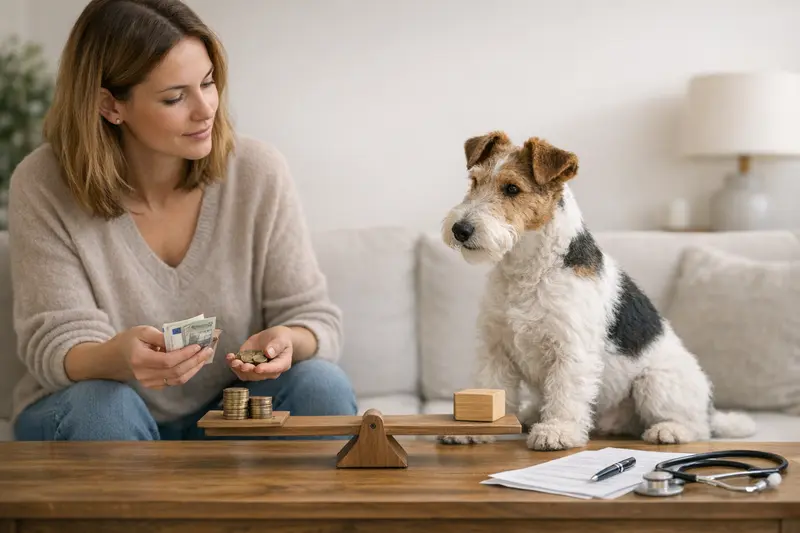 Selbstbeteiligung in der Hundekrankenversicherung Ein Hund mit einem Tierarzt, der über die optimale Selbstbeteiligung in der Hundekrankenversicherung informiert.