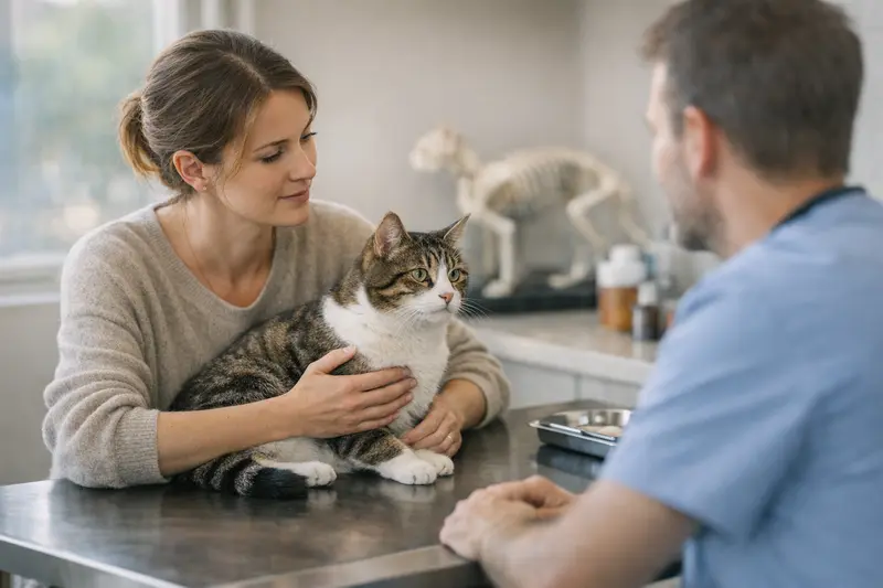 Eine Freigängerkatze beim Tierarzt zur Untersuchung.