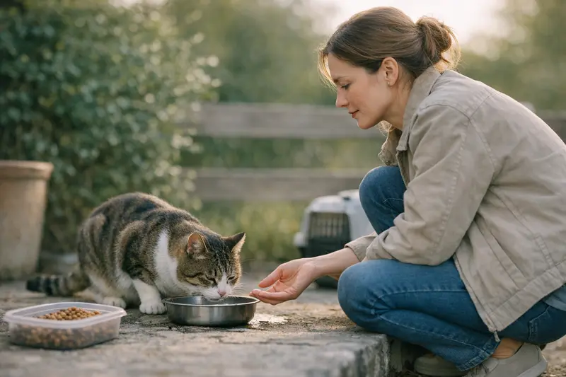 Gesunde Katze beobachten Eine scheinbar gesunde Katze in einem ruhigen Umfeld, die von ihrem Besitzer beobachtet wird.
