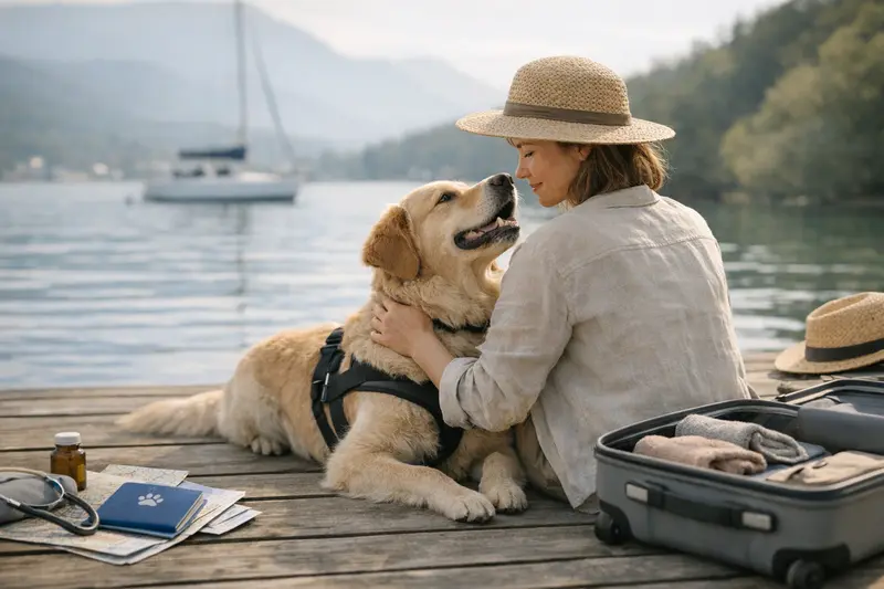 Wichtige Aspekte bei der Tierversicherung für Reisen Hunde und Katzen auf Reisen mit Haustierbesitzern, die sich über die Versicherungstarife informieren.