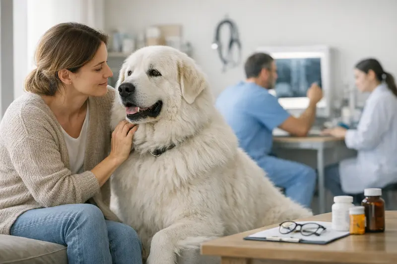 Hund beim Tierarzt - Gesundheitsvorsorge für Hunde Ein Hund beim Tierarzt, der eine medizinische Untersuchung erhält, um die Bedeutung der Gesundheitsvorsorge zu verdeutlichen.