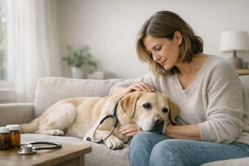 Ein Hund mit Herzinsuffizienz erhält tierärztliche Behandlung zur Verbesserung seiner Lebensqualität.