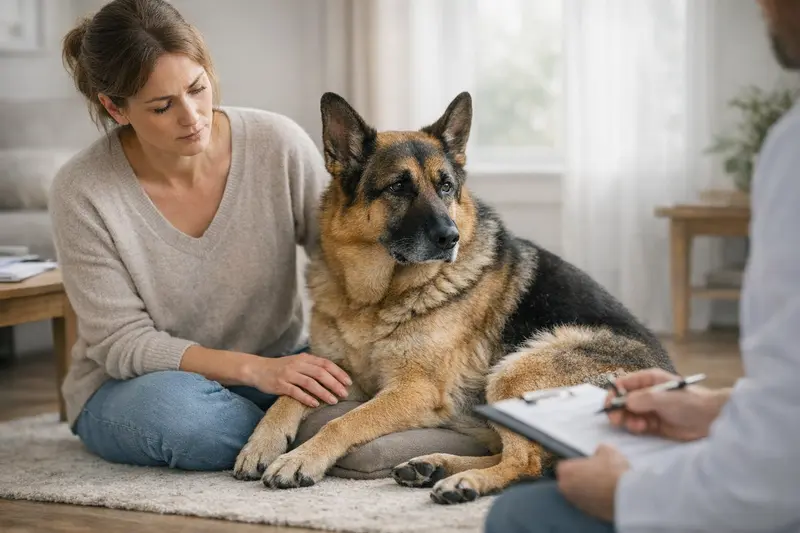 Versicherungsschutz bei hunde typischen Symptomen Hund zeigt Symptome einer Erkrankung, was die Fragen zur Krankenversicherung aufwirft.