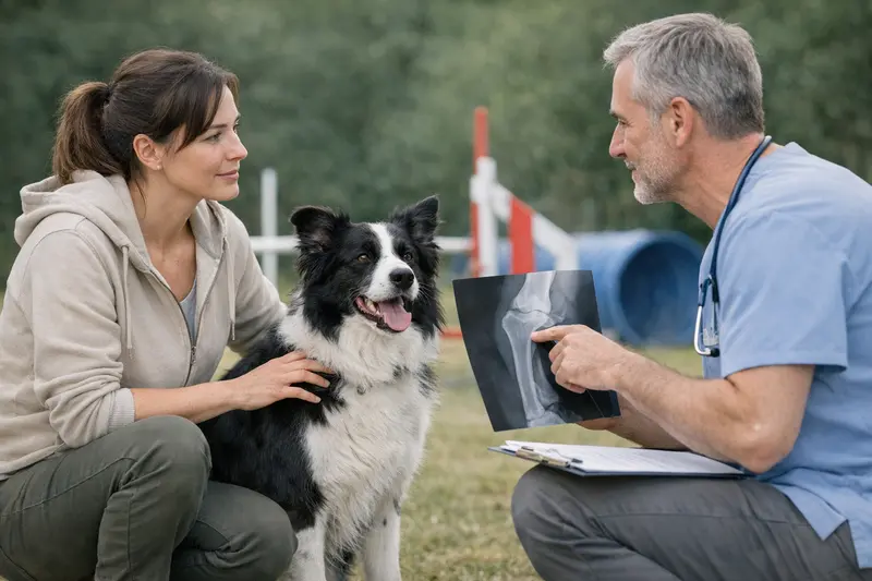 Agility für Hunde Ein Hund springt über ein Agility-Hindernis, was seine Beweglichkeit und Gesundheit fördert.