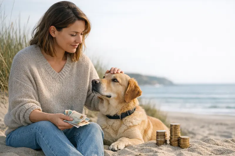Hund beim Tierarzt: Selbstbeteiligung und Kosten Ein Hund bei einem Tierarzttermin zur Klärung von Behandlungskosten und Selbstbeteiligung