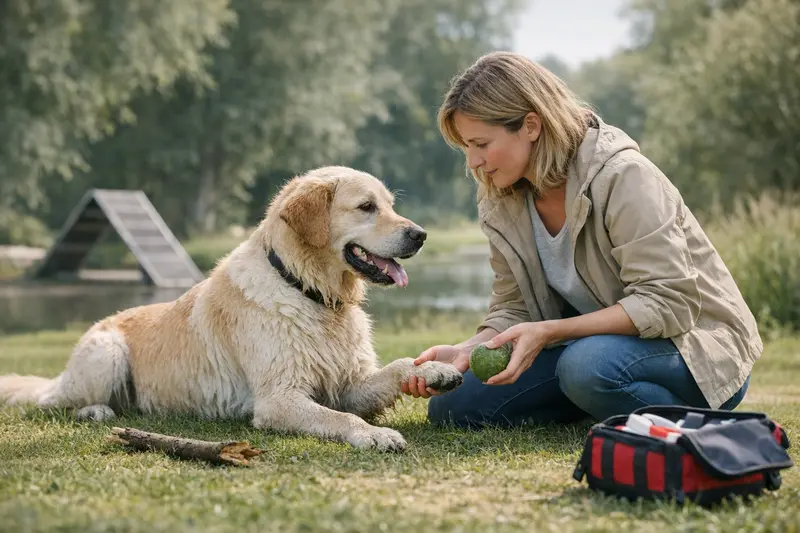 Kontrolliertes Apportieren für Hunde Ein Hund bringt ein Spielzeug zurück und trainiert dabei kontrolliertes Apportieren.
