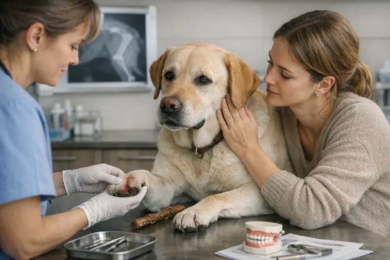 Hunde und Tierarztkosten beim Apportieren Ein Hund spielt mit einem Spielzeug und könnte sich bei der Bewegung verletzen, was zu Tierarztkosten führt.