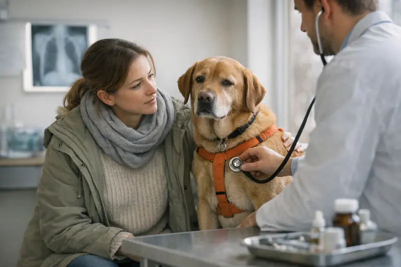 Atemwegsuntersuchung bei Hunden Tierarzt untersucht den Atemweg eines Hundes während einer Behandlung.