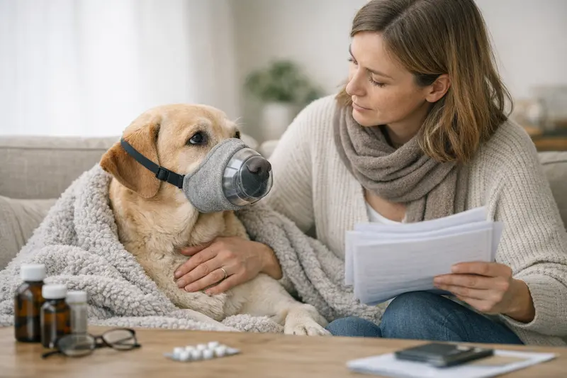 Tierarztuntersuchung bei Atemwegsproblemen Ein Hund beim Tierarzt, der auf Atemwegsprobleme untersucht wird.