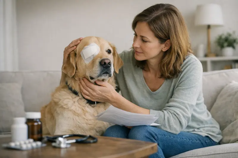 Hundeversicherung Tarifdetails Hund beim Tierarzt zur Untersuchung auf Augeninnendruck