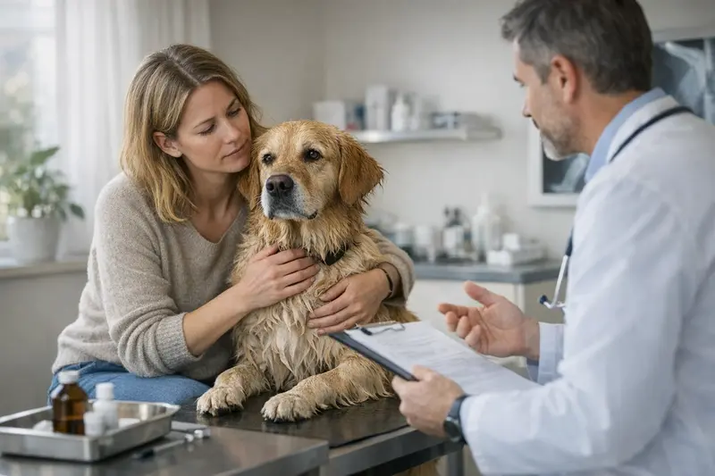 Hund Tierarzt Behandlung Hund beim Tierarzt zur Behandlung nach Pflegefehlern