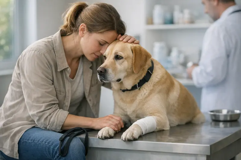 Hunde im Wartezimmer der Tierarztpraxis Ein Hund sitzt im Wartezimmer einer Tierarztpraxis und wartet auf einen Behandlungstermin.