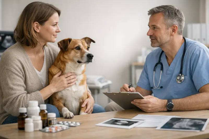 Tierarztuntersuchung Kosten Hunde FAQs Tierarztuntersuchung eines Hundes zur Abklärung von Gesundheitsfragen und möglichen Kosten