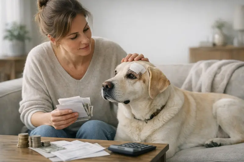 Selbstbeteiligung in der Hundeversicherung Hundehalter spricht mit Tierarzt über Selbstbeteiligung in der Versicherung.