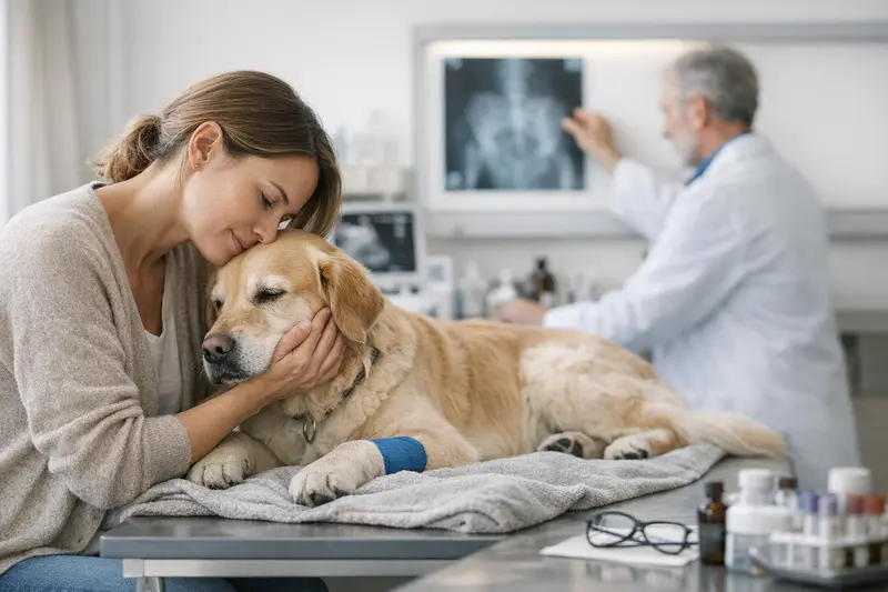 Wichtigkeit von Diagnostik und Nachsorge bei Tierarztrechnungen Tierarzt untersucht einen Hund auf Diagnostik und Nachsorge.