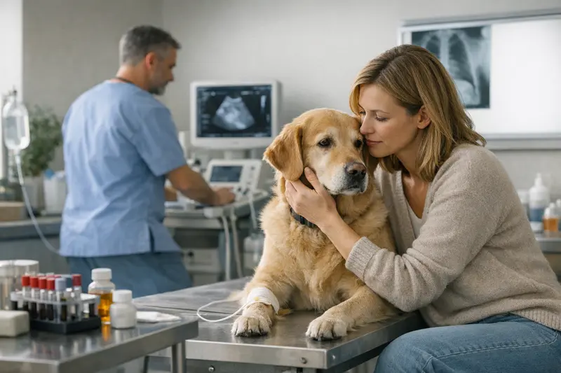 Tierarzt untersucht einen Hund auf mögliche gesundheitliche Probleme.