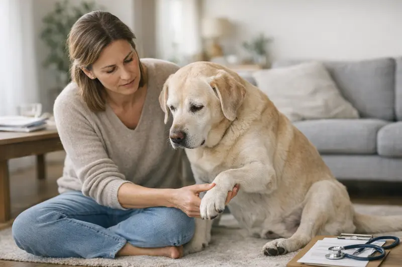 Gelenkbeschwerden und Vorerkrankungen bei Hunden Hundehalter informiert sich über Gelenkbeschwerden und Vorerkrankungen bei seinem Hund.