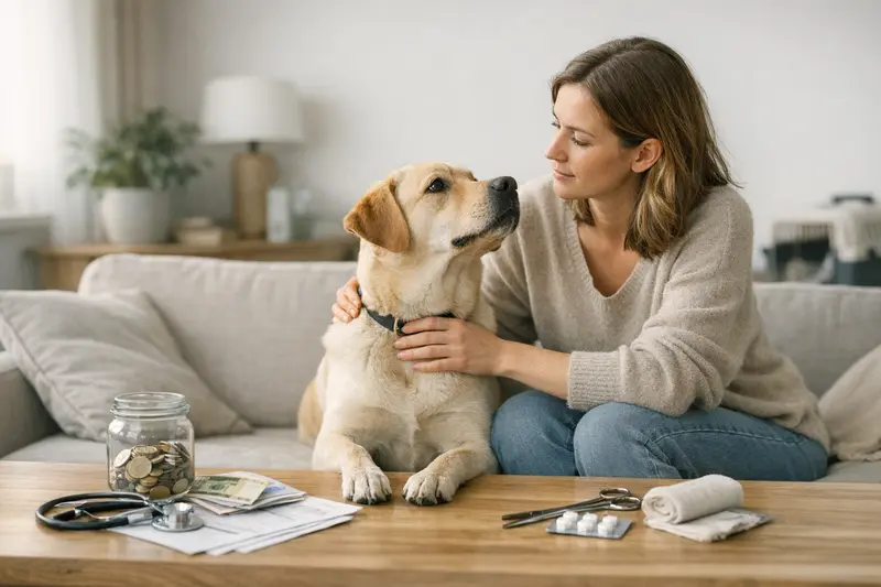 Hundekrankenversicherung für gesunde Tiere Junger, gesunder Hund beim Tierarzt zur Gesundheitsuntersuchung.