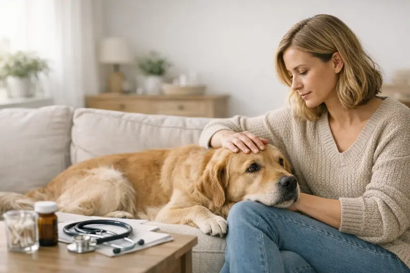 Tierarztbesuch zur Absicherung des Hundes Ein gesunder Hund beim Tierarzt zur Vorsorgeuntersuchung, um mögliche Kosten zu vermeiden.