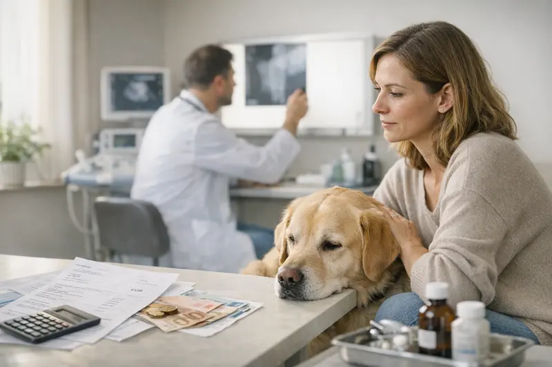 Hund beim Tierarzt, der die Wichtigkeit von Limits und Unterlimits in der Tierkrankenversicherung erklärt.