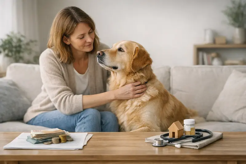 Hund beim Tierarzt: Gesundheitsvorsorge und Versicherung Ein Hund beim Tierarzt, der untersucht wird, um die besten Versicherungsoptionen für die Gesundheit zu besprechen.