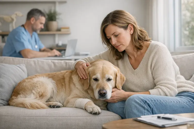 Hund Tierarzt Gesundheit Hund beim Tierarzt zur Untersuchung vorbestehender Beschwerden