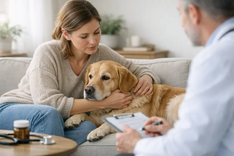 Tierarztuntersuchung Hund Vorerkrankungen Hund beim Tierarzt zur Untersuchung wegen Vorerkrankungen
