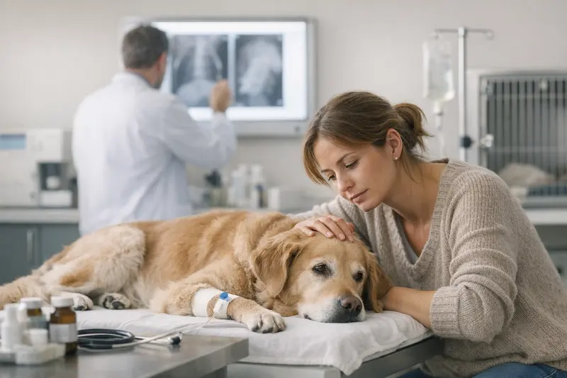 Tierarztkosten beim Hund Ein Hund bei einer tierärztlichen Untersuchung, um die Kosten im Gesundheitscheck zu ermitteln.