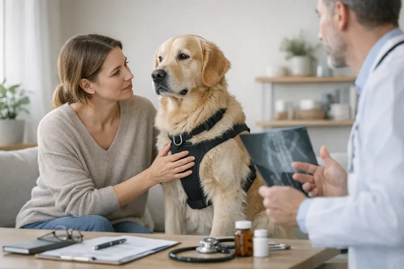 Wichtige Aspekte der Hundeversicherung Hundehalter informiert sich über wichtige Punkte bei der Hundeversicherung auf einer modernen Website.