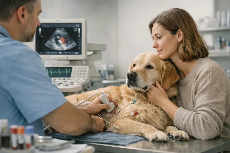 Herzdiagnostik beim Tierarzt Hund beim Tierarzt für Herzdiagnostik mit Ultraschall