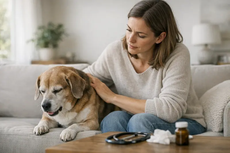 Hund hustet - Gesundheitscheck Ein Hund, der hustet, was auf gesundheitliche Probleme hinweisen kann.