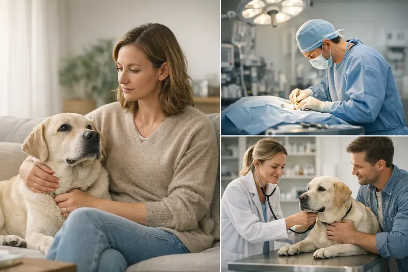 Ein Hund in einer tierärztlichen Praxis, der eine Untersuchung erhält.