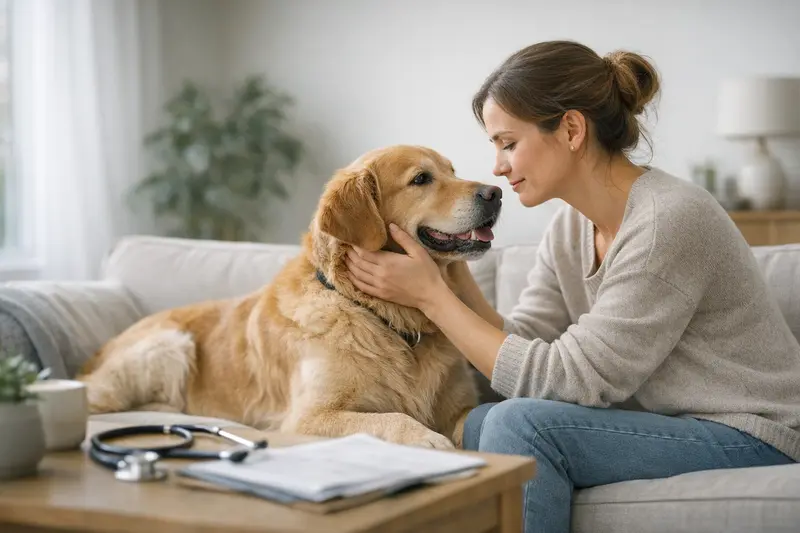 Ein gesunder Hund, der glücklich im Garten spielt, symbolisiert den idealen Zeitpunkt für eine Hundekrankenversicherung.