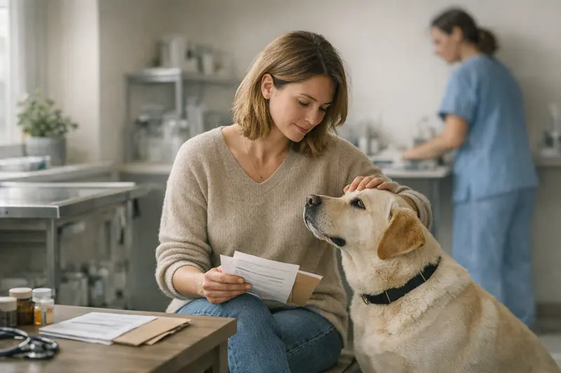 Hund beim Tierarzt Ein Hund beim Tierarzt, der die Bedeutung einer hochwertigen Krankenversicherung verdeutlicht.