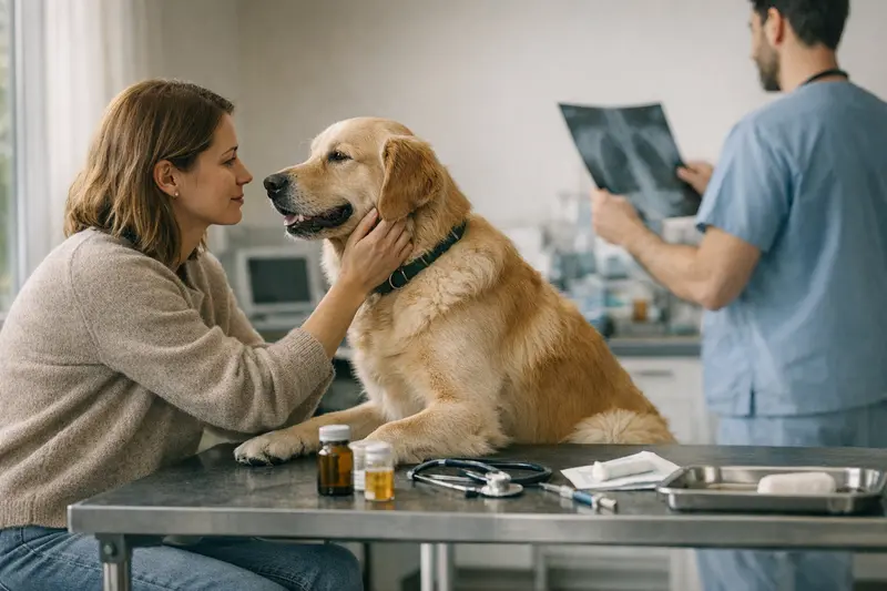 Tierarztkosten nach dem Hundekauf Ein Hund beim Tierarzt zur Untersuchung und Impfung, um typische Tierarztkosten nach dem Hundekauf zu zeigen.
