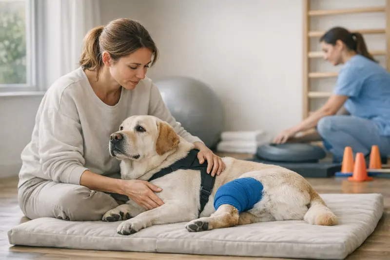 Hundephysiotherapie unterstützt die Genesung nach einer Knieoperation bei Hunden.