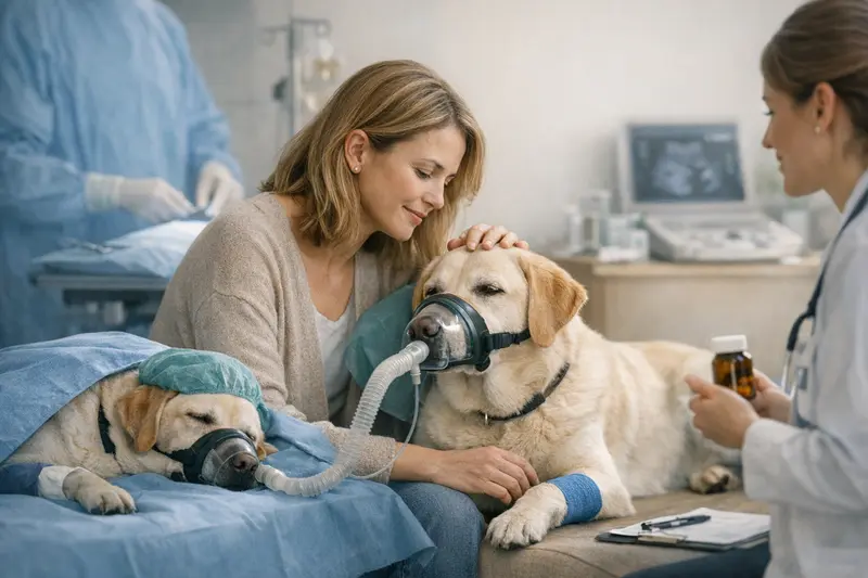 Unterschied zwischen Hundekrankenversicherung und OP-Schutz Eine informative Grafik, die den Unterschied zwischen Krankenversicherung und OP-Schutz für Hunde verdeutlicht.