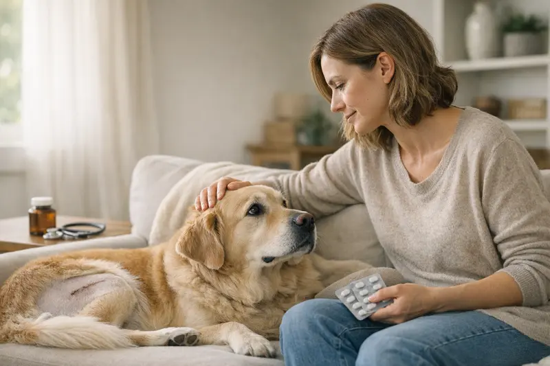 Hund Untersuchung Tierarzt OP-Versicherung Ein Hund wird vom Tierarzt untersucht, um die Notwendigkeit einer OP-Versicherung zu besprechen.